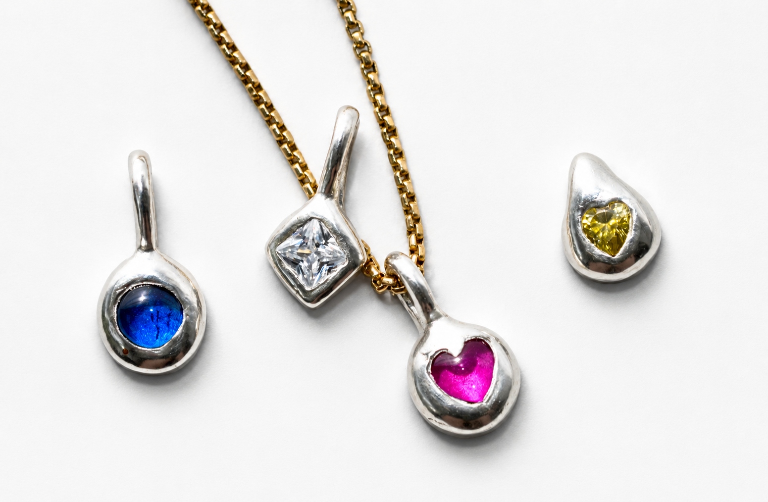 Ruby Heart Pebble Pendant (Pendant only)
