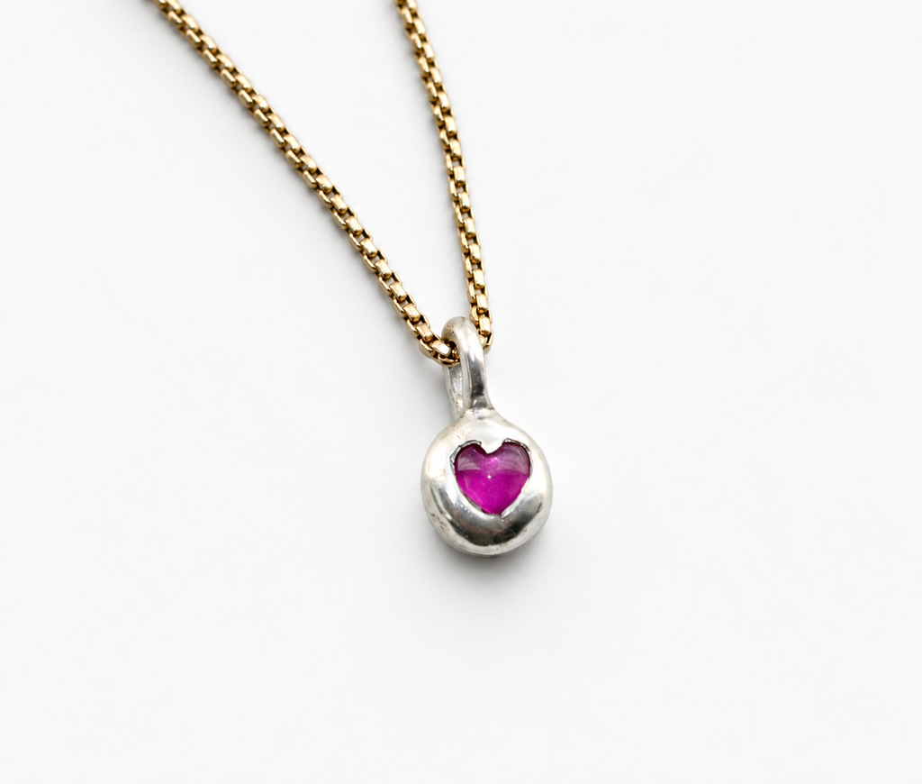 Ruby Heart Pebble Pendant (Pendant only)