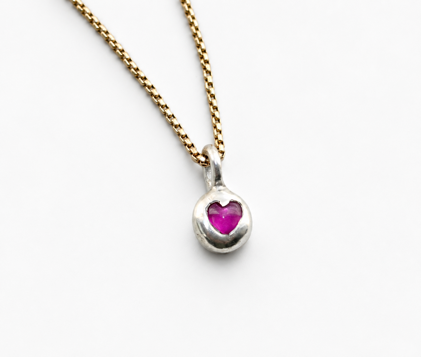 Ruby Heart Pebble Pendant (Pendant only)